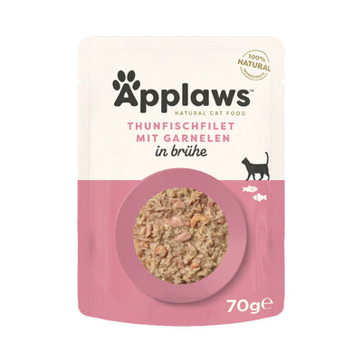 Applaws Katzen Nassfutter in Portionsbeutel mit Thunfischfilets & Pacific Garnelen 70 g