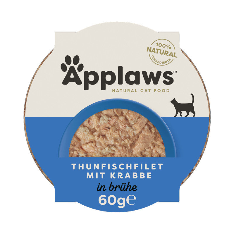 Applaws Katzen Nassfutter in Schale mit saftigem Thunfischfilet und Krabben 60 g