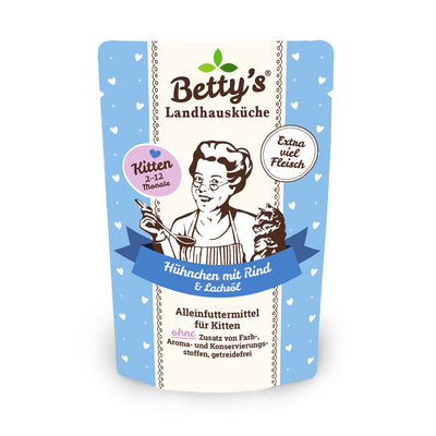 Betty's Landhausküche Cat Kitten Frischebeutel Hühnchen mit Rind 100 g