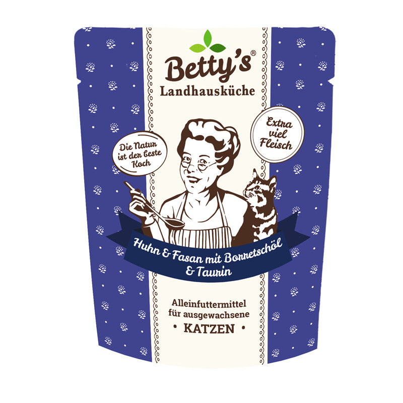 Betty´s Landhausküche Frischebeutel Katze Huhn & Fasan mit Borretschöl 250 g
