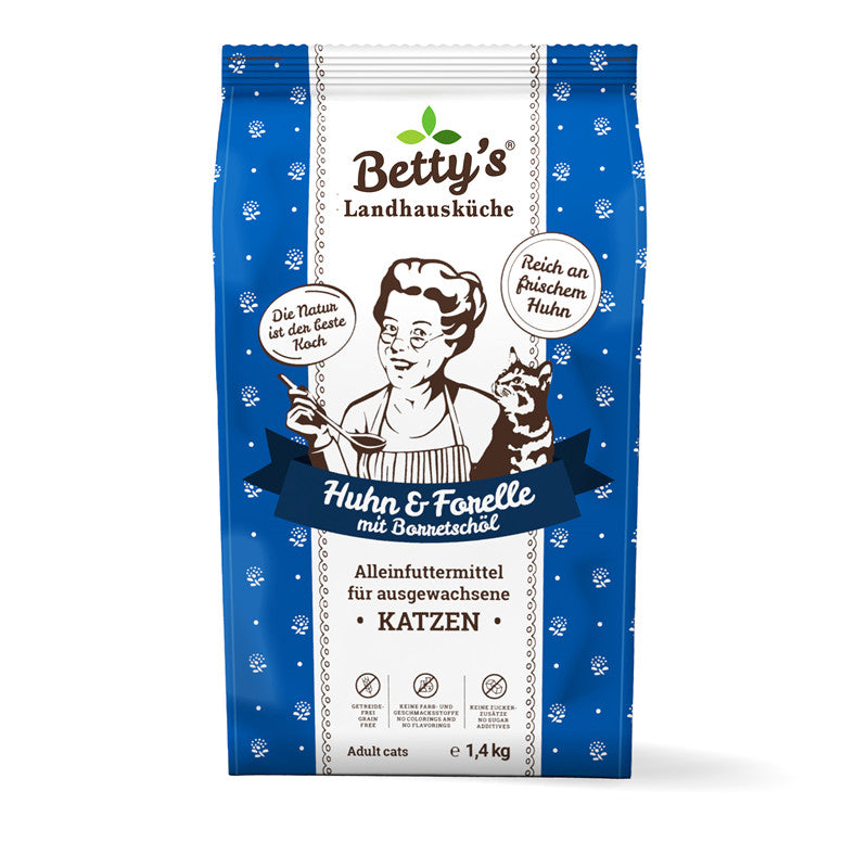 Betty`s Landhausküche Katze Adult Trocken Huhn & Forelle 1,4 kg