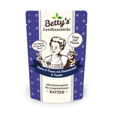 Betty's Landhausküche Katze Frischebeutel Huhn & Fasan mit Borretschöl 100 g