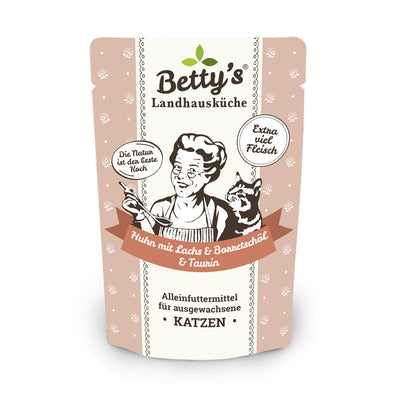 Betty's Landhausküche Katze Frischebeutel Huhn & Lachs mit Borretschöl 100 g