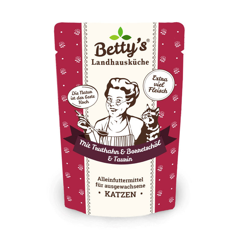 Betty's Landhausküche Katze Frischebeutel Huhn & Truthahn mit Borretschöl 100 g