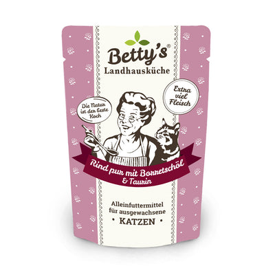 Betty's Landhausküche Katze Frischebeutel Rind pur mit Borretschöl 100 g