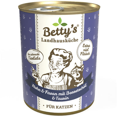 Betty's Landhausküche Katze Huhn & Fasan mit Borretschöl 400 g