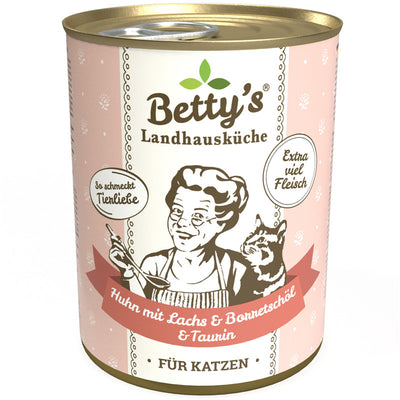 Betty's Landhausküche Katze Huhn mit Lachs & Borretschöl 400 g