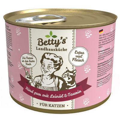 Betty's Landhausküche Katze Rind pur mit Leinöl 200 g