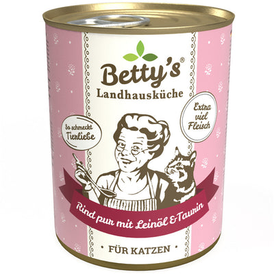 Betty's Landhausküche Katze Rind pur mit Leinöl 400 g