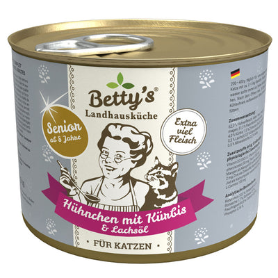 Betty's Landhausküche Katze SENIOR Hühnchen mit Kürbis & Lachsöl 200 g