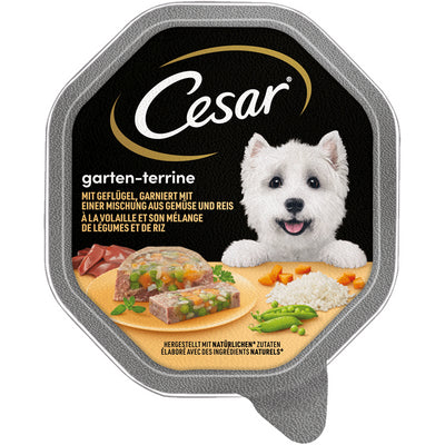 CESAR® Garten-Terrine mit Geflügel, garniert mit einer Mischung aus Gemüse und Reis 150 g