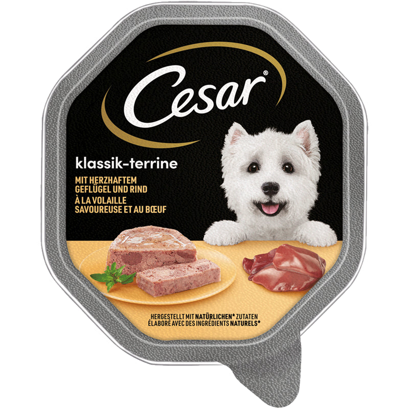 CESAR® Klassik-Terrine mit herzhaftem Geflügel und Rind 150 g