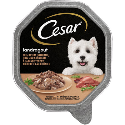 CESAR® Landragout mit zartem Truthahn, Rind und Kräutern 150 g