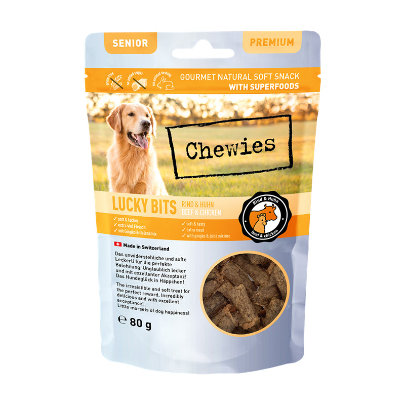 Chewies Lucky Bits Rind & Huhn Senior  80g