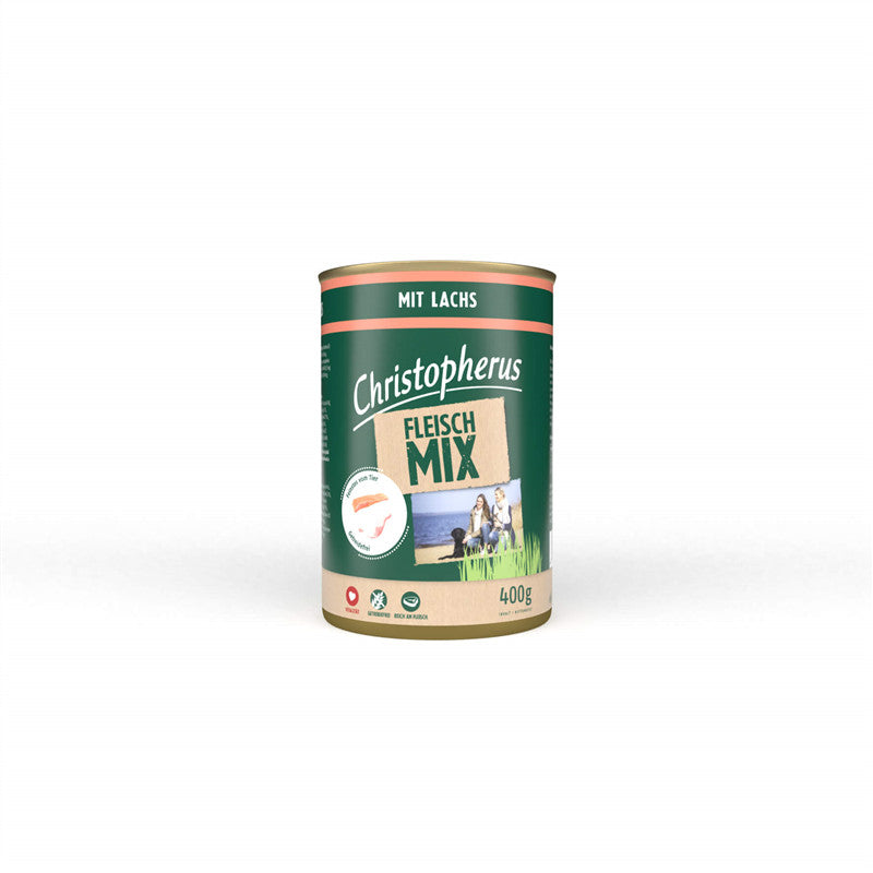 Christopherus Fleischmix - mit Lachs - mit viel Fleisch und ohne Getreide 400 g