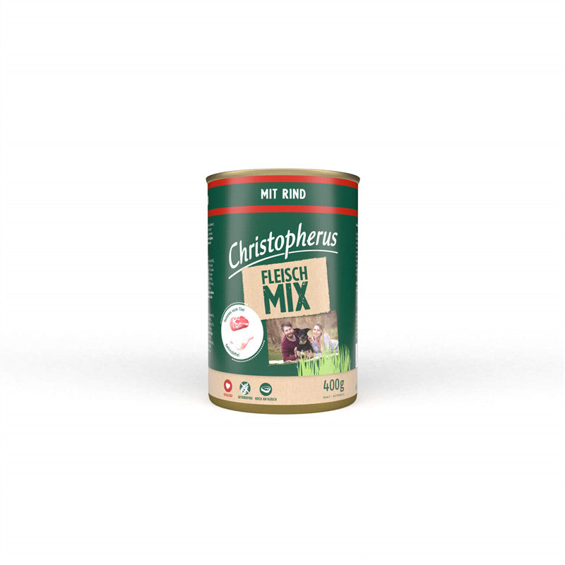 Christopherus Fleischmix mit Rind - 70% Fleischanteil - ohne Getreide und Soja 400 g