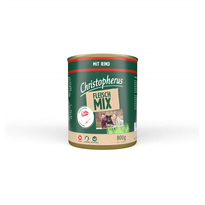 Christopherus Fleischmix mit Rind - 70% Fleischanteil - ohne Getreide und Soja 800 g