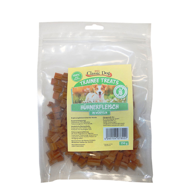 Classic Dog Snack Trainee Treats Hühnerfleisch in Würfeln 250 g