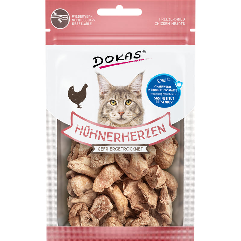 Dokas Cat Snack Hühnerherzen gefriergetrocknet 15 g