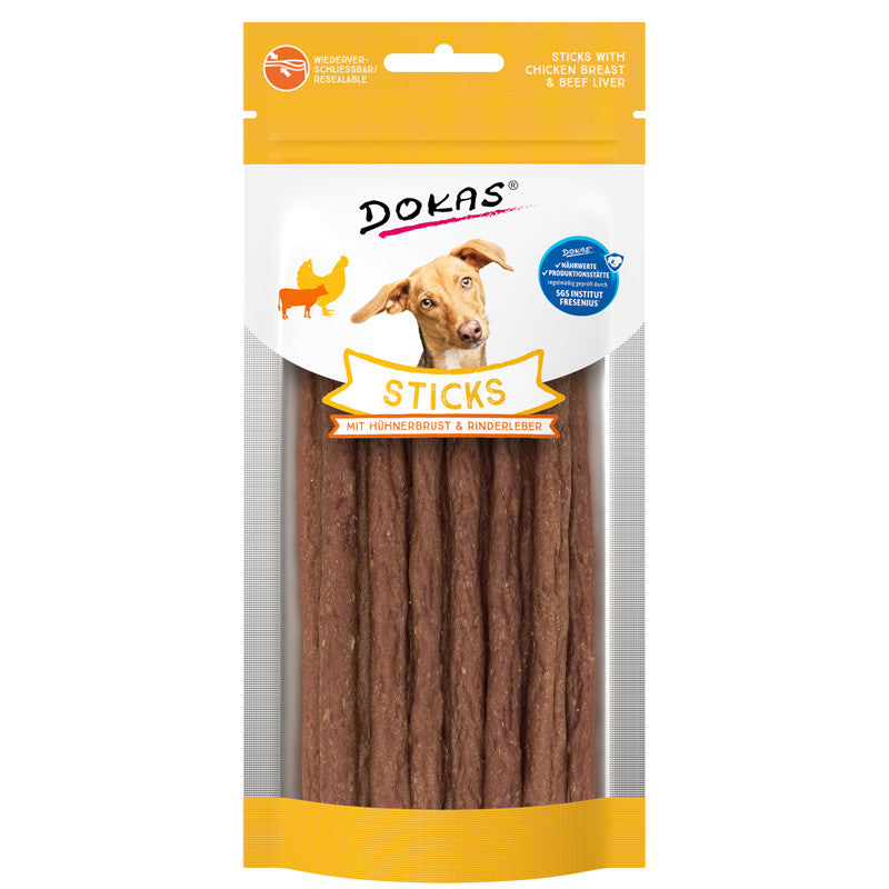 Dokas Dog Snack Sticks mit Hühnerbrust und Rinderleber 60 g
