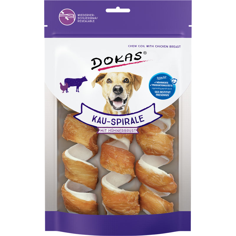 Dokas Hunde Snack Kauspirale mit Hühnerbrustfilet 110 g