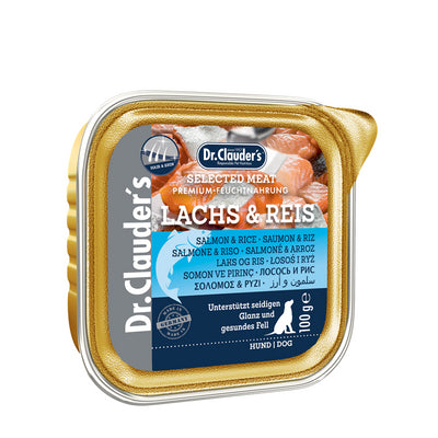 Dr.Clauder's Hunde Nassfutter Schale Selected Meat Hair & Skin Lachs und Reis 100 g