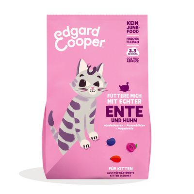 Edgard & Cooper Trockenfutter Kitten frische Freilaufente und frisches Freilaufhuhn mit Blaubeeren 325 g