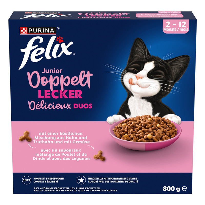 FELIX® Doppelt Lecker Junior mit Huhn und Truthahn und mit Gemüse 800 g