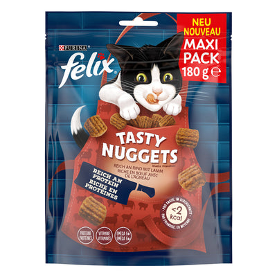 FELIX Tasty Nuggets Reich an Rind mit Lamm Katzensnacks 180 g