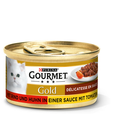 GOURMET Gold Délicatesse en Sauce mit Rind und Huhn in einer Sauce mit Tomaten 85 g