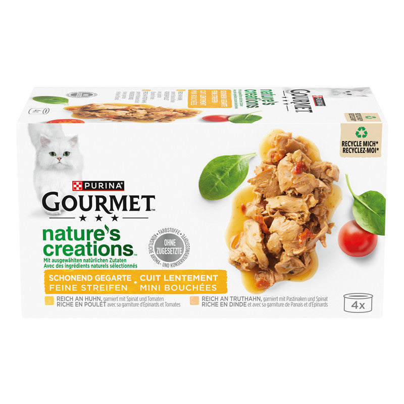 GOURMET Nature's Creations reich an Huhn und Truthahn, Katzennassfutter, Multipack 4x85g Dose 1 Stück