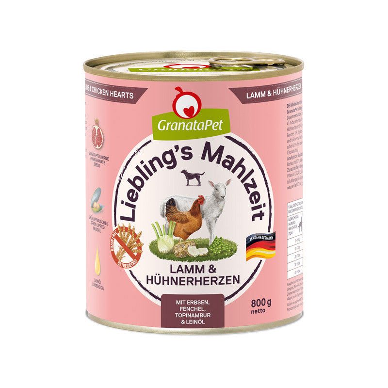 GranataPet Liebling's Mahlzeit Lamm & Hühnerherzen 800 g
