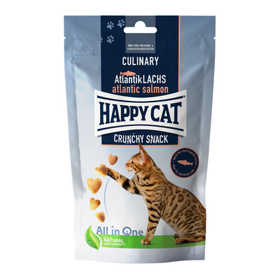 Happy Cat Snack Culinary Crunchy Atlantik-Lachs  - besonders crunchig in süßer Herzform - wiederverschließbar 70 g