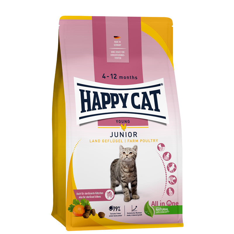 Happy Cat Young Trockenfutter Junior Land Geflügel - optimal auf Kitten abgestimmt 1,3 kg
