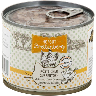 Hofgut Breitenberg Cat köstlicher Suppentopf Huhn mit Leber, Karotten und Brokkoli 180 g