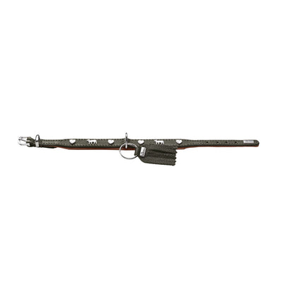 HUNTER Halsband München Mini 27/XXS-XS, Rindsleder grün/cognac 1 Stück