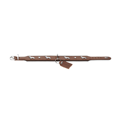 HUNTER Teckel Halsband München , Rindsleder cognac/schwarz 32/XS