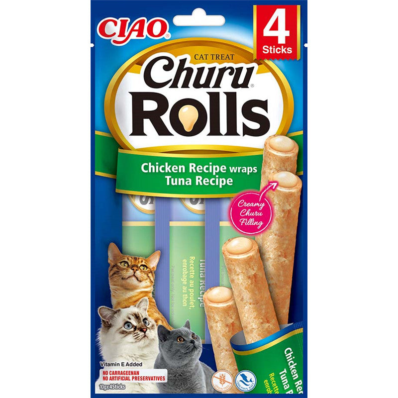 Inaba Cat Churu Rolls Chicken Rec. wraps Tuna 4 x10g 1 Stück