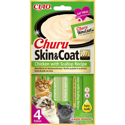 Inaba Cat Churu Skin&Coat Chicken with Scallop Recipe 4x14g 1 Stück