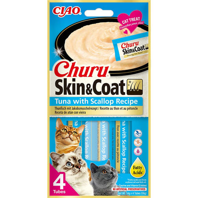 Inaba Cat Churu Skin&Coat Tuna with Scallop Recipe 4 x14g 1 Stück
