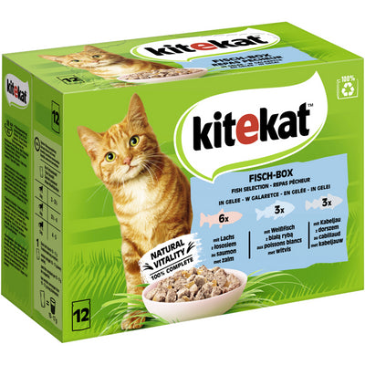 Kitekat® Portionsbeutel Multipack Fisch-Box in Gelee 12 x 85 g