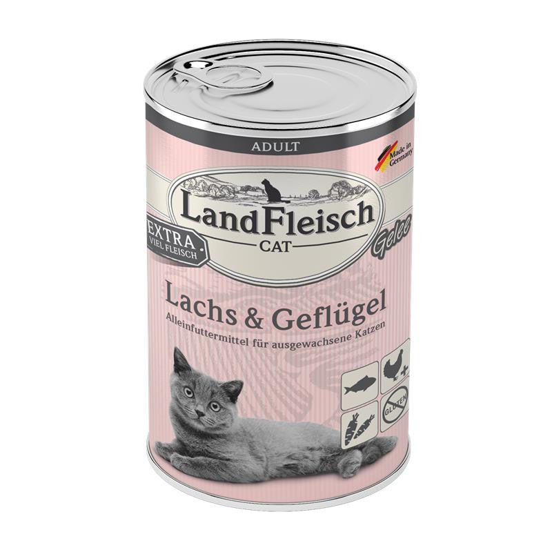 LandFleisch Cat Adult Gelee mit Lachs & Geflügel 400 g