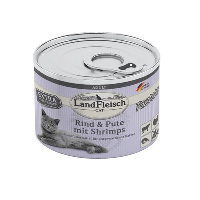 LandFleisch Cat Adult Pastete Rind + Pute + Shrimps 195 g