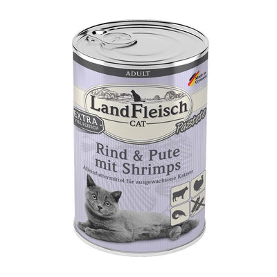 LandFleisch Cat Adult Pastete Rind + Pute + Shrimps 400 g