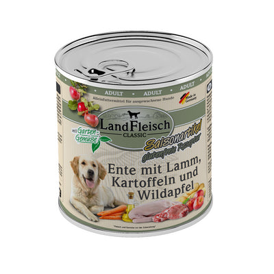 LandFleisch Dog Classic Ente mit Lamm, Kartoffeln Wildapfel und Gartengemüse 800 g