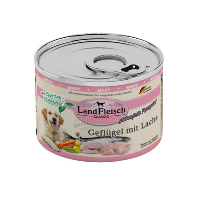 LandFleisch Dog Classic Geflügel mit Lachs und Gartengemüse 195 g