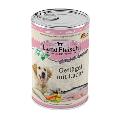 LandFleisch Dog Classic Geflügel mit Lachs und Gartengemüse 400 g