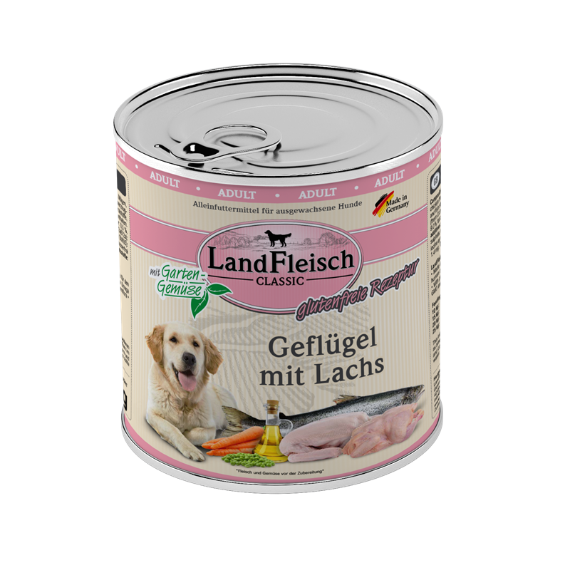 LandFleisch Dog Classic Geflügel mit Lachs und Gartengemüse 800 g