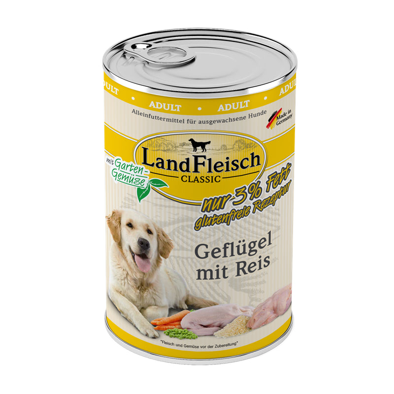 LandFleisch Dog Classic Geflügel mit Reis und Gartengemüse exta mager 400 g