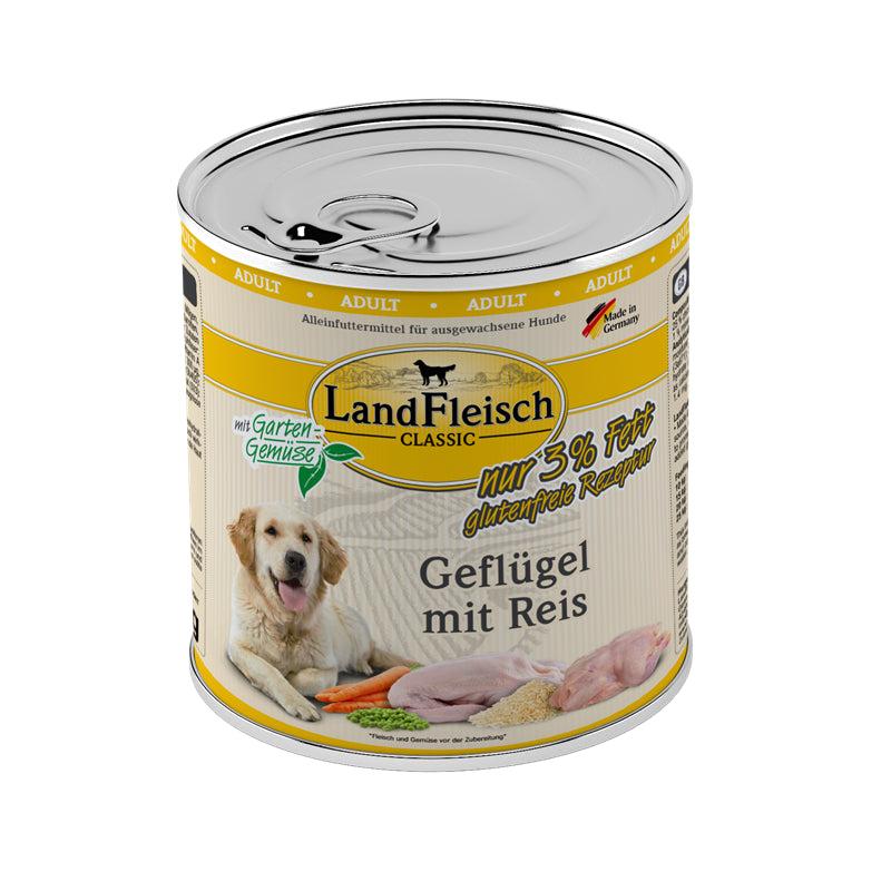 LandFleisch Dog Classic Geflügel mit Reis und Gartengemüse exta mager 800 g